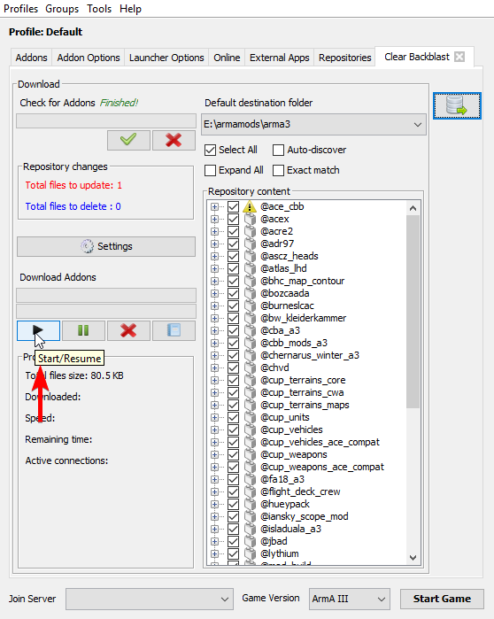 arma 3 sync checking for addons too slow